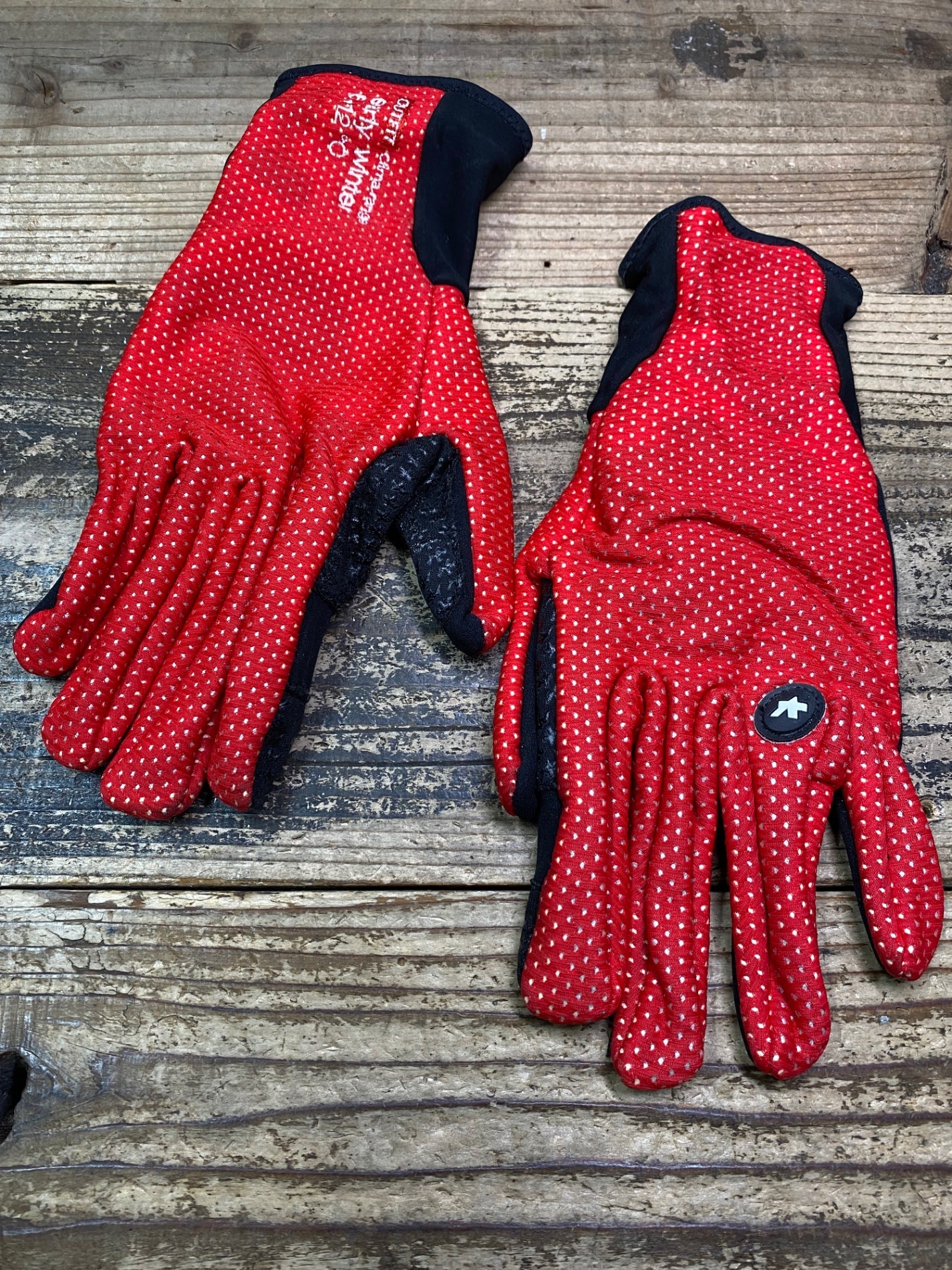 JQ214 アソス assos earlyWinter 長指 ウィンターグローブ 赤 M 裏起毛