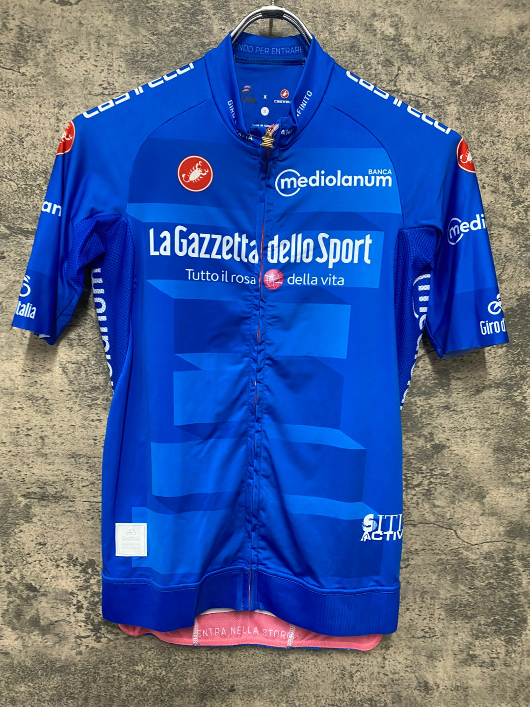 JV454 カステリ CASTELLI 半袖 サイクルジャージ 青 S Giro d'Italia