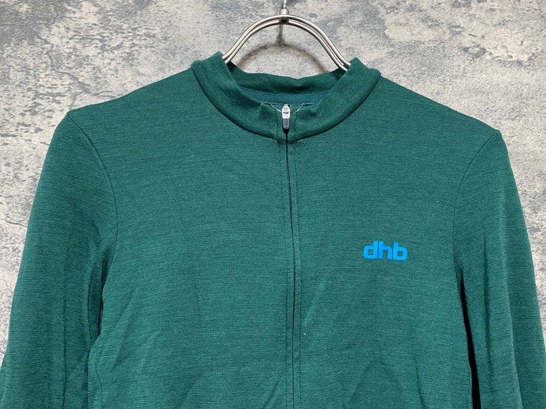 KD438 dhb 長袖 サイクルジャージ 緑 S 裏起毛
