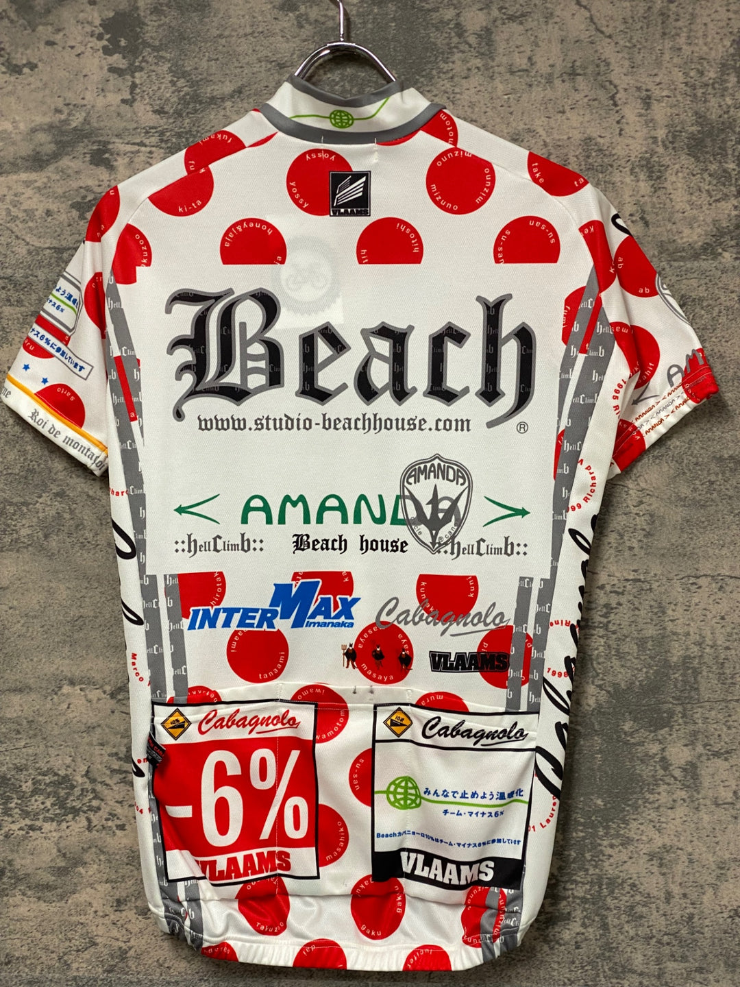 JT532 パールイズミ PEARL iZUMi 半袖 サイクルジャージ 白 赤 水玉模様 M