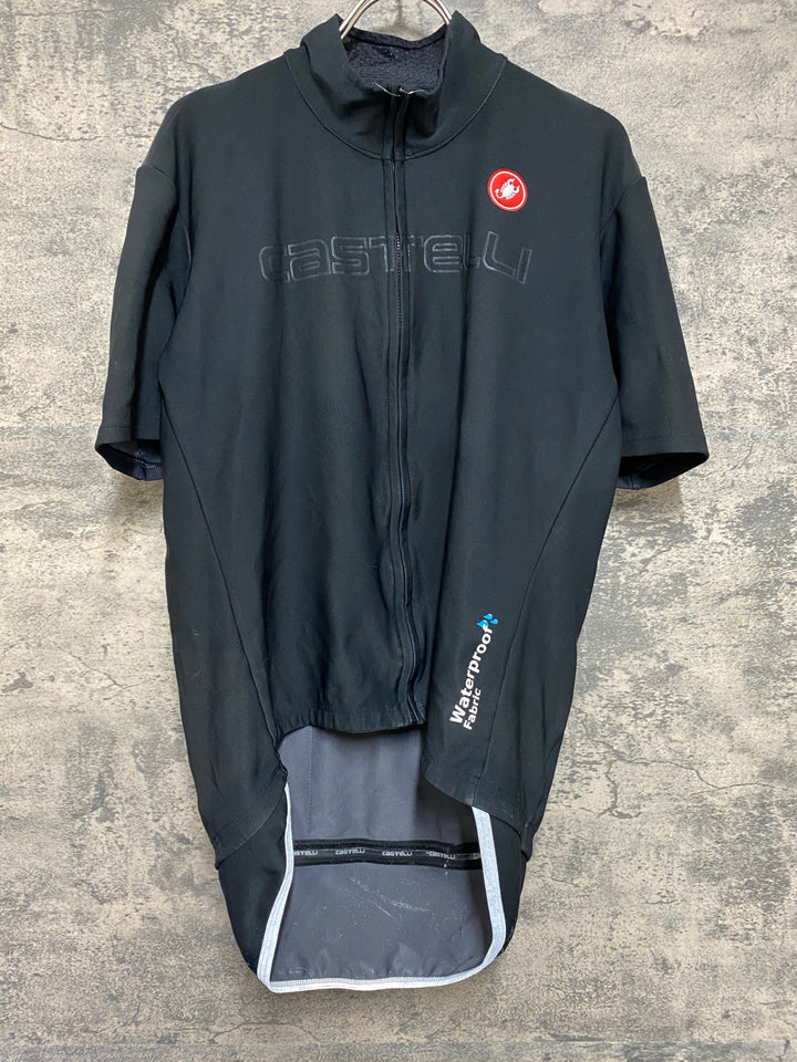 JN509 カステリ CASTELLI 半袖 サイクルジャケット 黒 XXL Waterproof ※穴あきのためジャンク