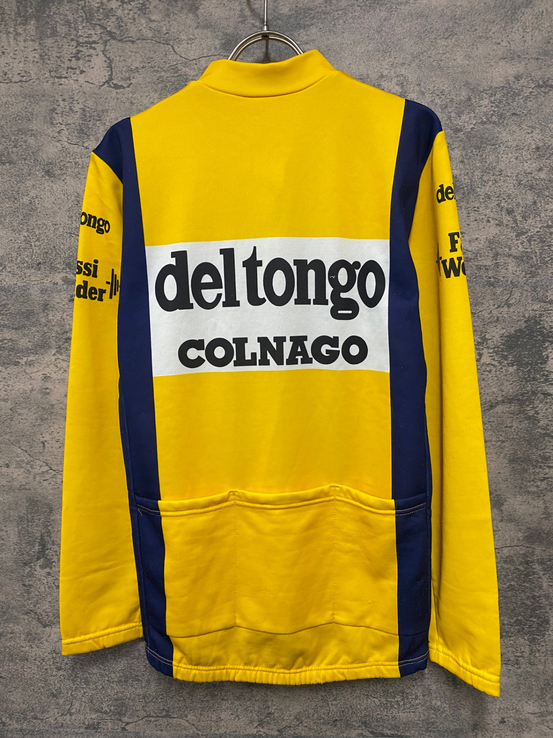 JJ830 デルトンゴ deltongo COLNAGO REX ハーフジップ 長袖 サイクルジャージ 黄 3 裏起毛 ヴィンテージ