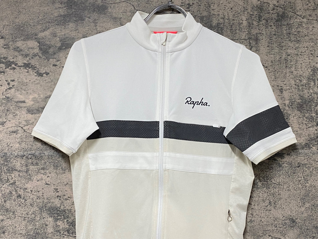 KJ683 ラファ Rapha BREVET LIGHTWEIGHT JERSEY 半袖 サイクルジャージ 白 ベージュ XS