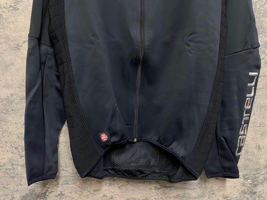 JP983 カステリ CASTELLI ロッソコルサ ROSSO CORSA 長袖 サイクルジャケット 黒 XL 裏起毛 WINDSTOPPER