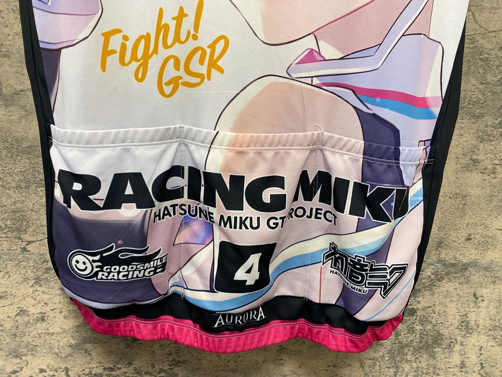 KA074 アウローラ AURORA 半袖 サイクルジャージ 白 青 XL RACING MIKU
