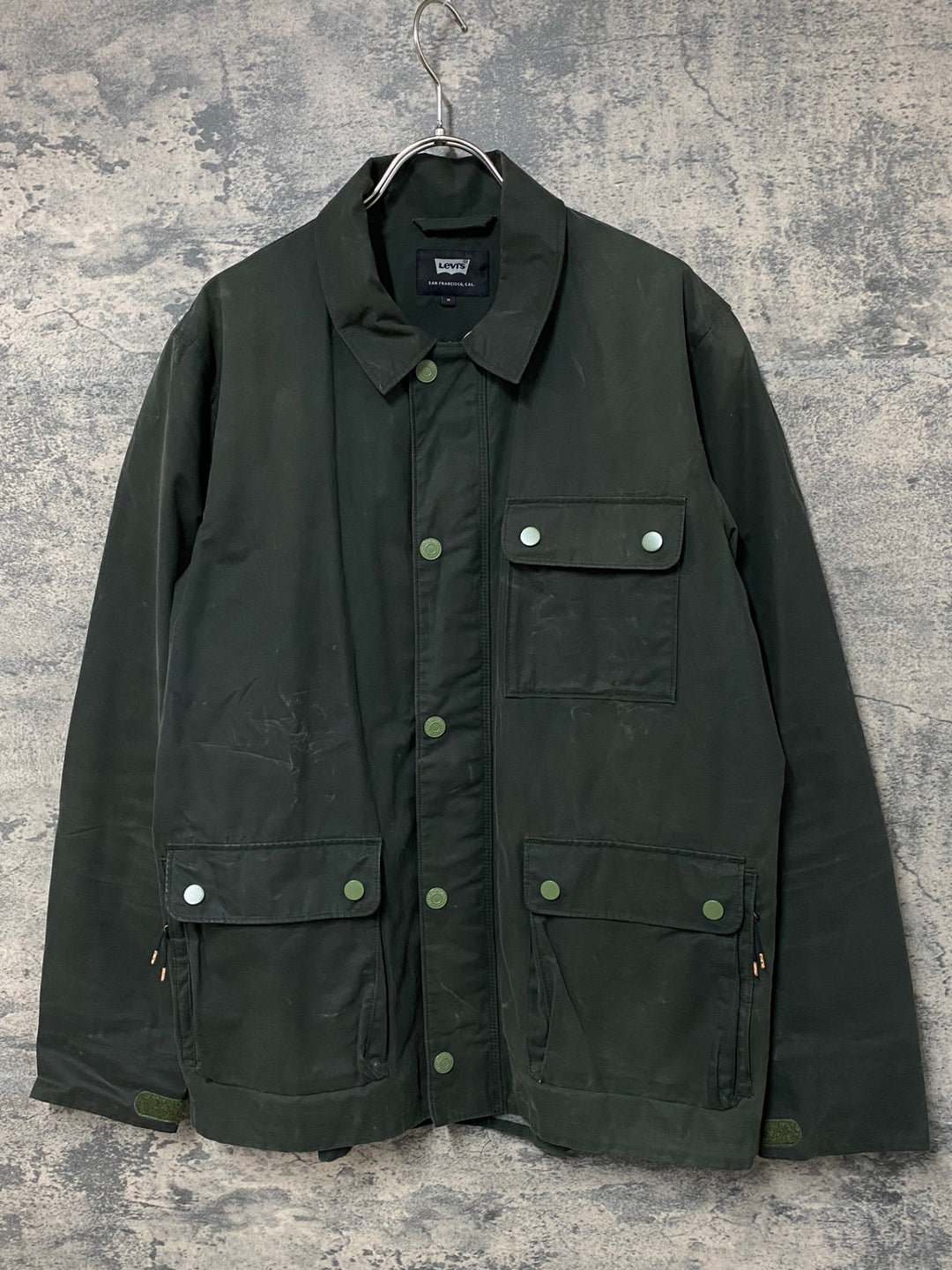 KB037 リーバイス Levi's 長袖 オイルドジャケット カーキ M ※擦れ