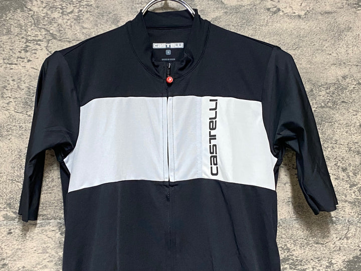 KH467 カステリ CASTELLI 半袖 サイクルジャージ S 黒白