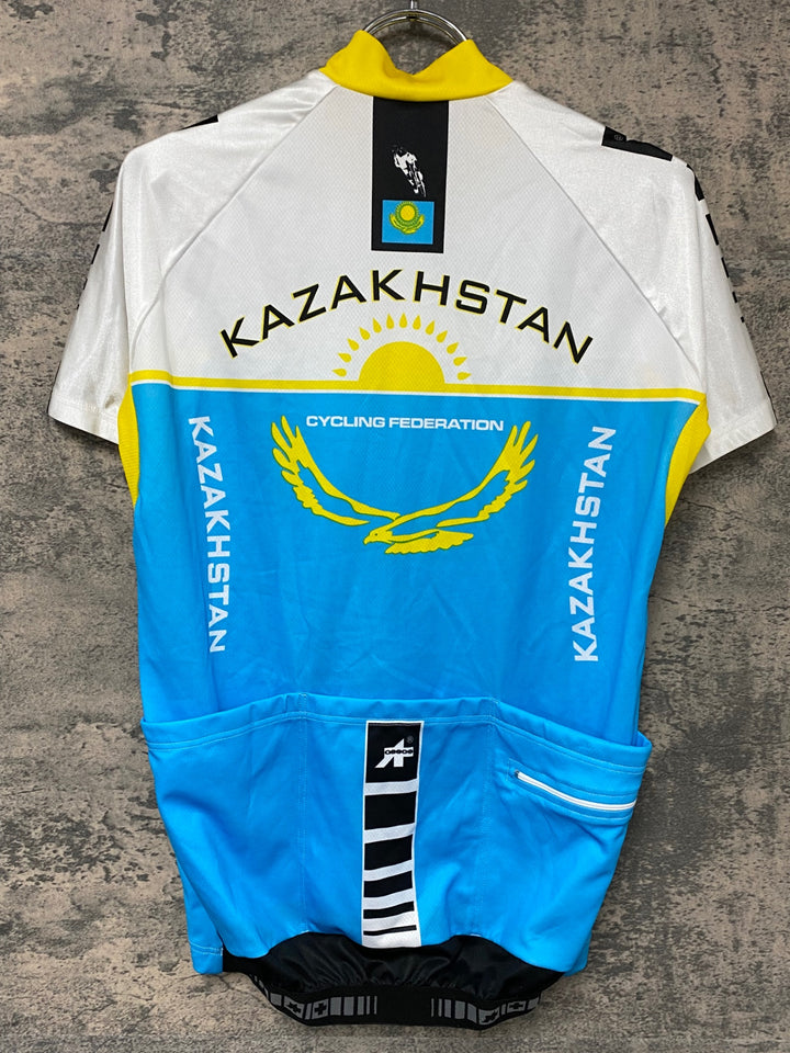 JH179 アソス ASSOS 半袖 サイクルジャージ 白 水 M KAZAKHSTAN
