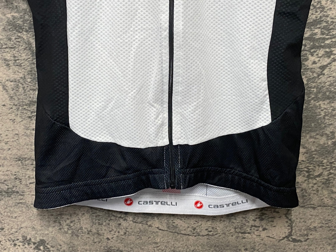JT066 カステリ CASTELLI 半袖サイクルジャージ 白黒 S メッシュ ほつれあり