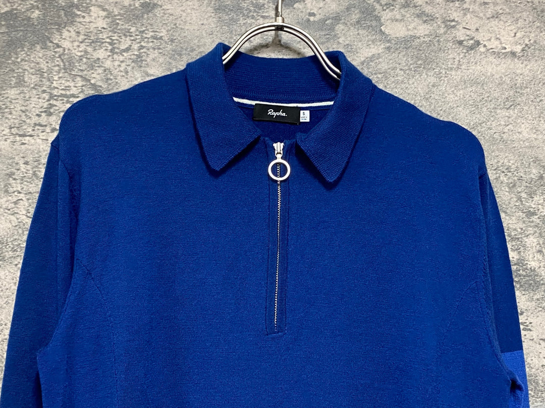 JV924 ラファ Rapha MERINO POLO 長袖 ポロシャツ 濃紺 S