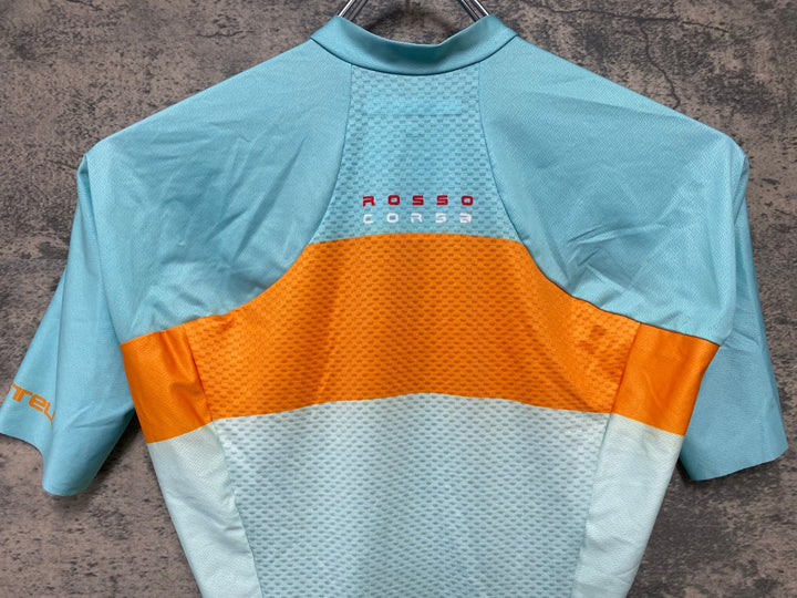 JP861 カステリ CASTELLI ロッソコルサ ROSSO CORSA 半袖 サイクルジャージ 水色 XS レディース