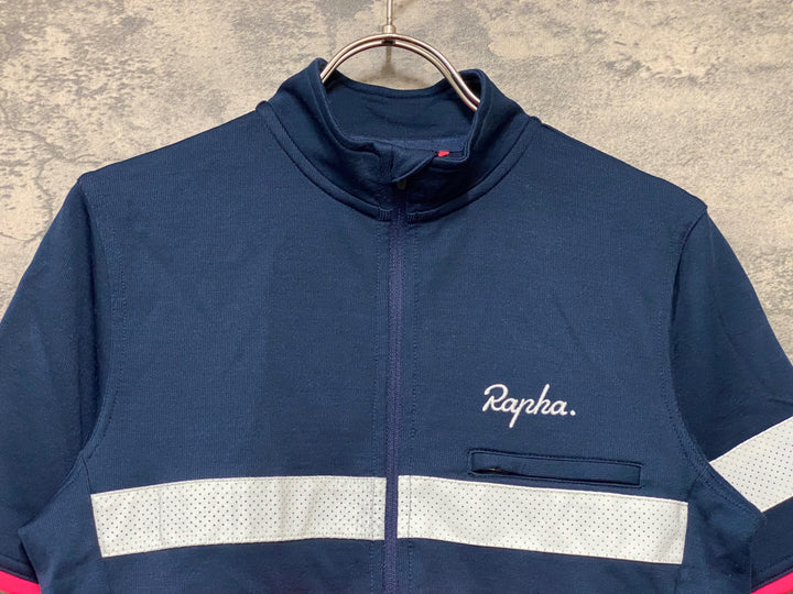 KH991 ラファ Rapha BREVET JERSEY 半袖 サイクルジャージ 紺 S
