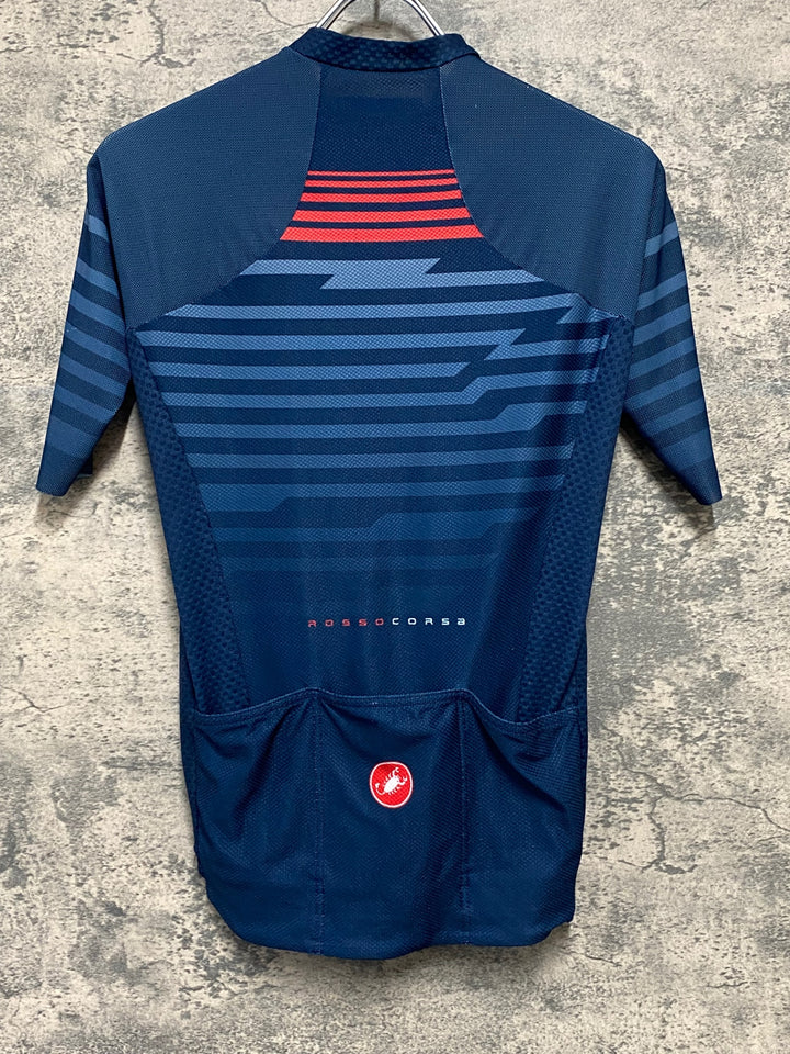 JS957 カステリ CASTELLI ROSSOCORSA 半袖 サイクルジャージ 紺 S