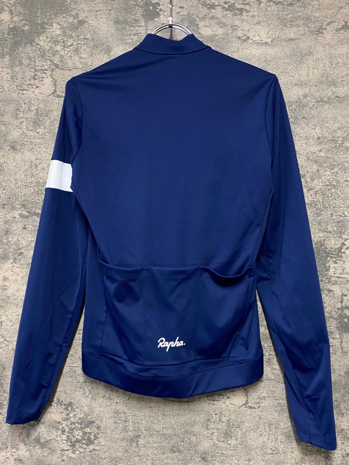 KI809 ラファ Rapha MEN'S CORE THERMAL LONG SLEEVE JERSEY 長袖 サイクルジャージ 紺 S 裏起毛