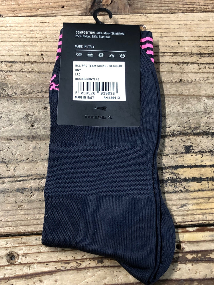 KD257 ラファ Rapha RCC PRO TEAM SOCKS REGULAR サイクルソックス 黒 L