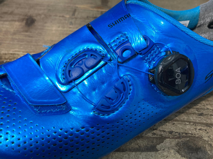 JY155 シマノ SHIMANO S-PHYRE SHRC901 B01 S ビンディングシューズ 3穴 青 EU40.5 ※ボルト受け欠の為ジャンク