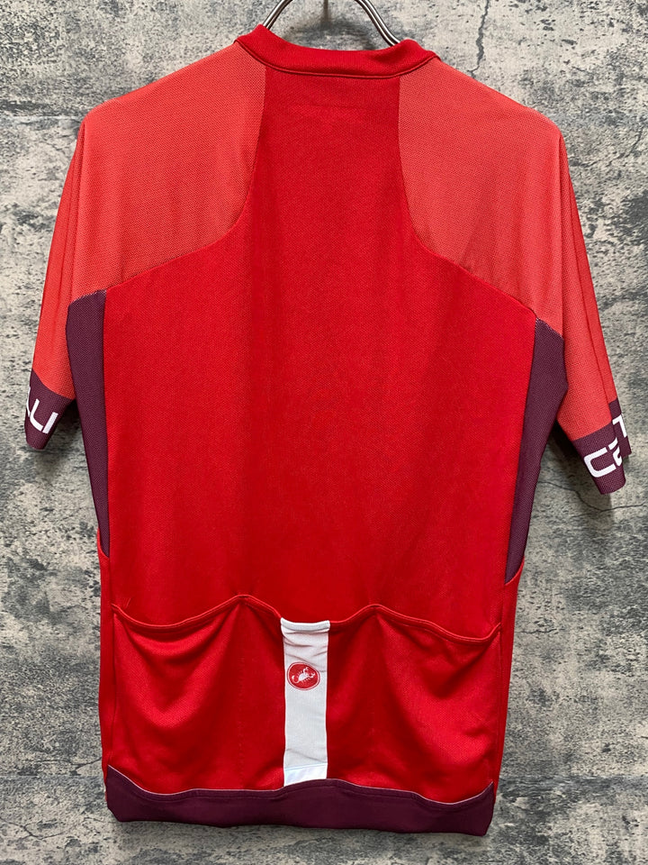 KK810 カステリ CASTELLI 半袖 サイクルジャージ 赤 M ほつれ