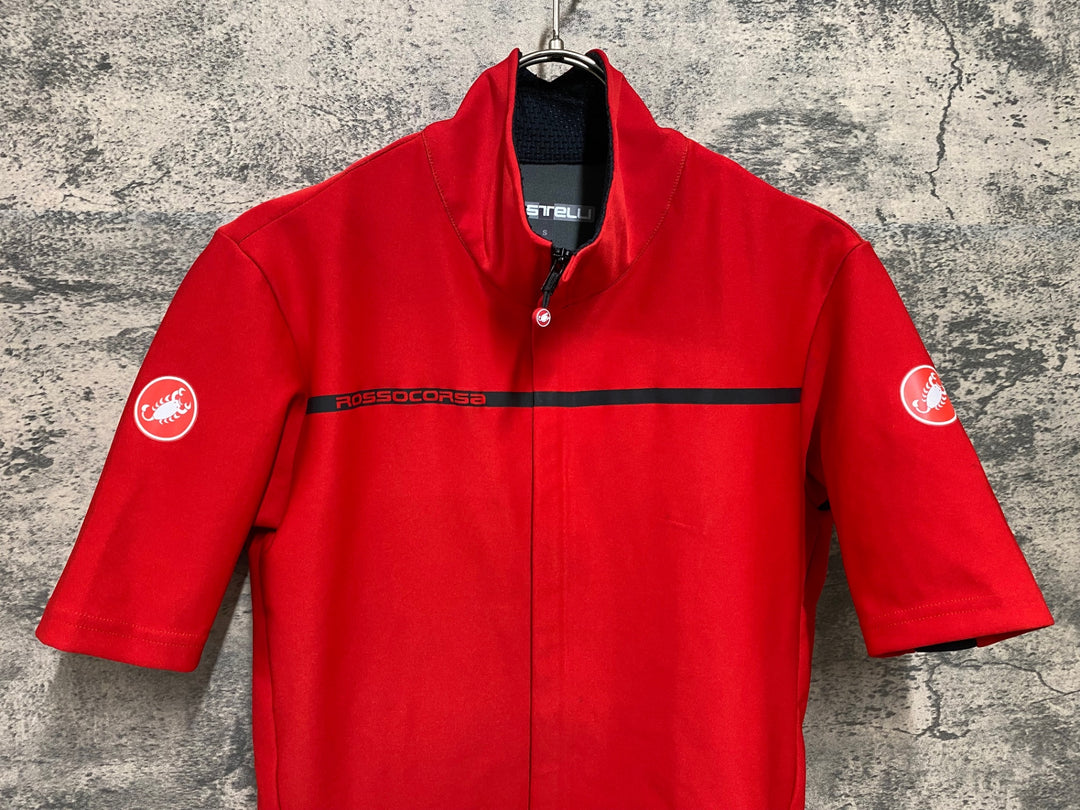 KF631 カステリ CASTELLI ロッソコルサ ROSSO CORSA perfetto 半袖 サイクルジャージ 赤 S GORE WINDSTOPPER