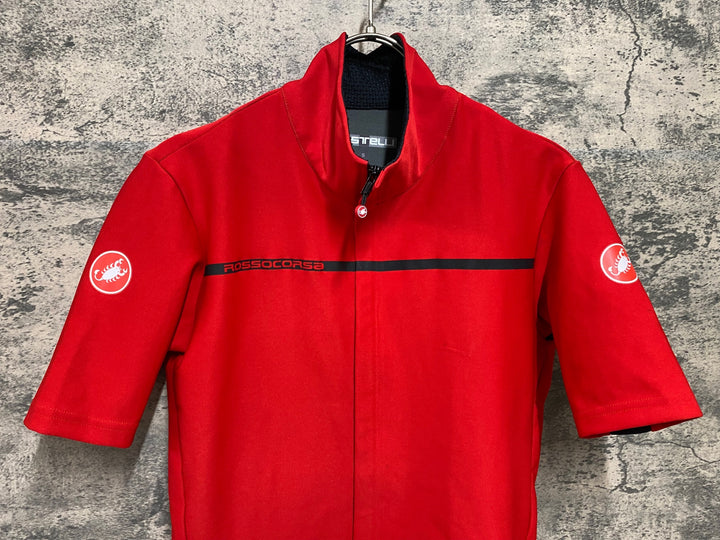 KF631 カステリ CASTELLI ロッソコルサ ROSSO CORSA perfetto 半袖 サイクルジャージ 赤 S GORE WINDSTOPPER