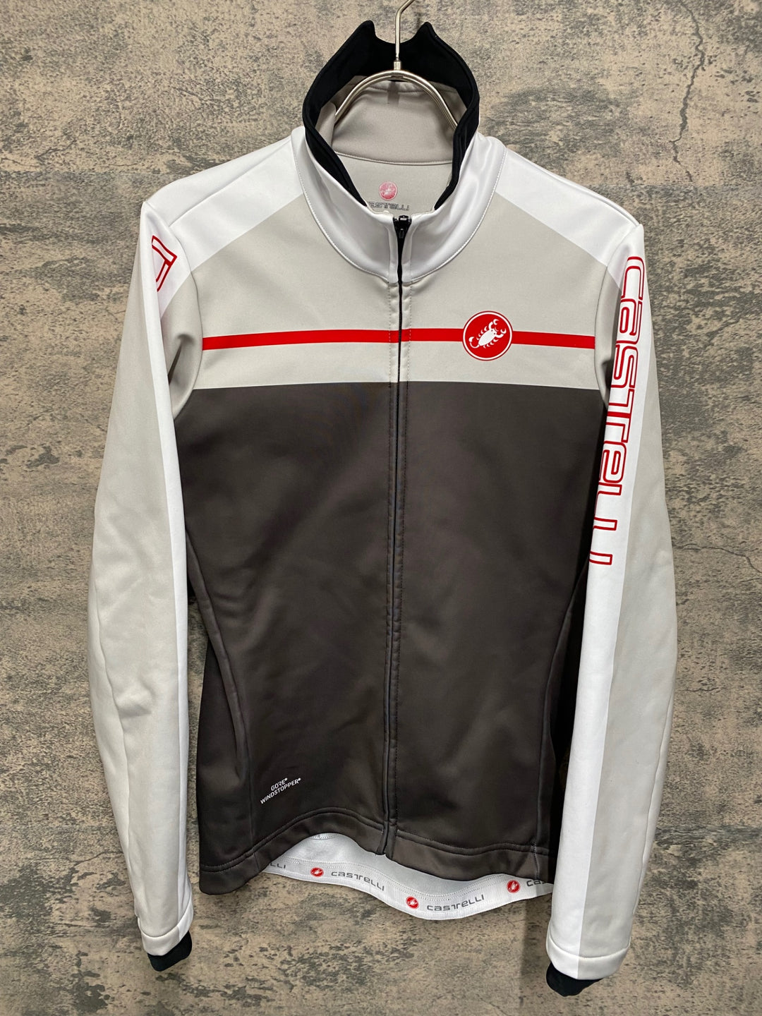 JW575 カステリ CASTELLI 長袖サイクルジャージ グレー黒 M 裏起毛
