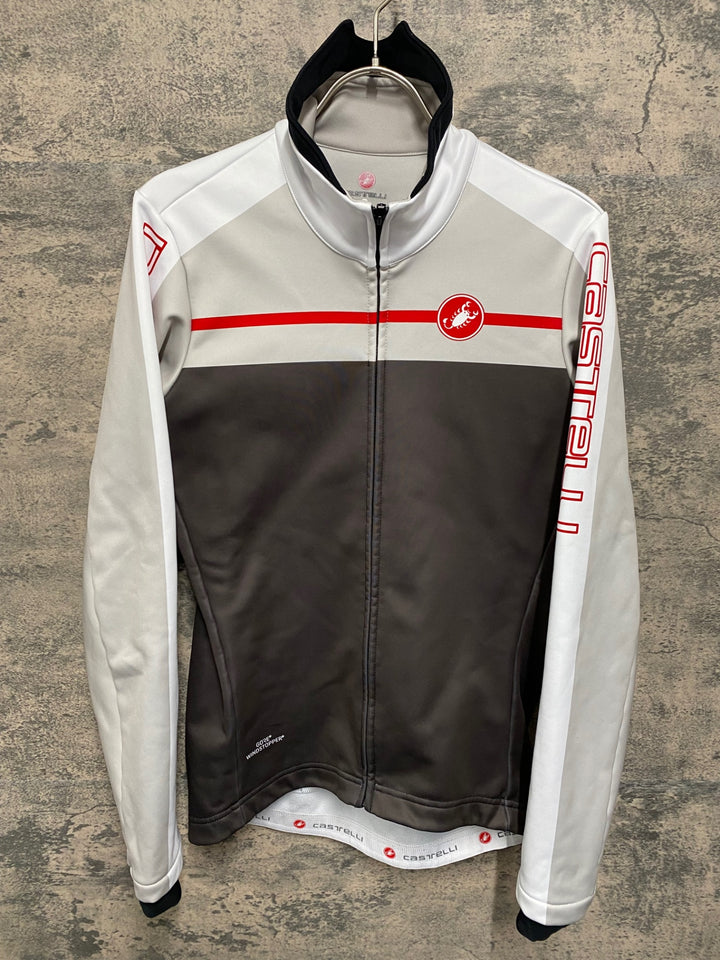 JW575 カステリ CASTELLI 長袖サイクルジャージ グレー黒 M 裏起毛