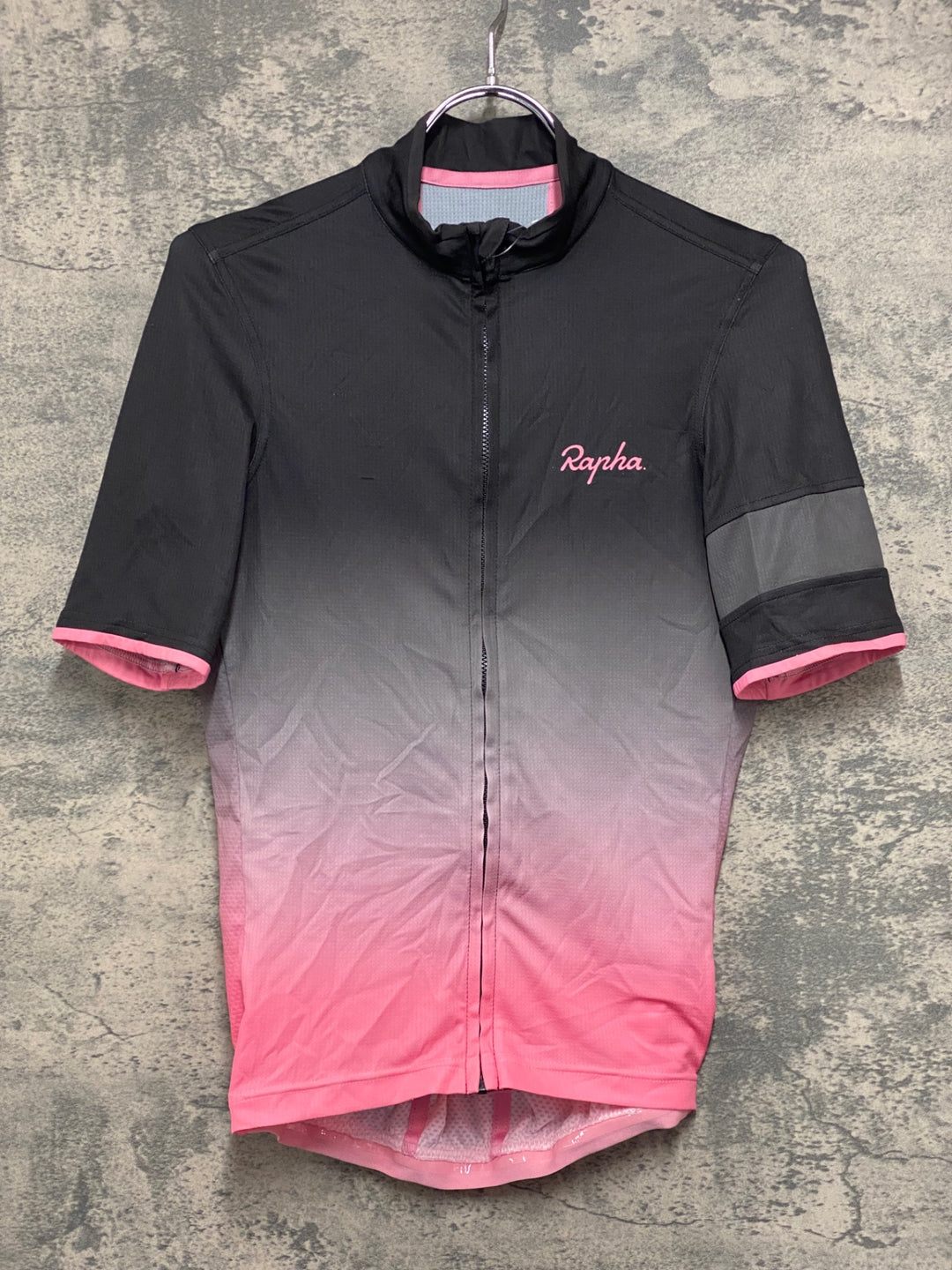 JV245 ラファ Rapha SUPER LIGHTWEIGHT JERSEY 半袖 サイクルジャージ 黒 ピンク S