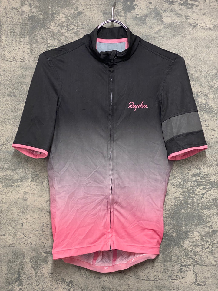 JV245 ラファ Rapha SUPER LIGHTWEIGHT JERSEY 半袖 サイクルジャージ 黒 ピンク S