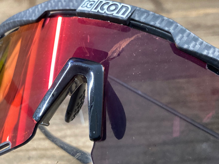 KP306 シーコン SCICON AEROSHADE XL SL2506/RED XL サングラス アイウェア カーボン調 ※汚れ, レンズ割れ