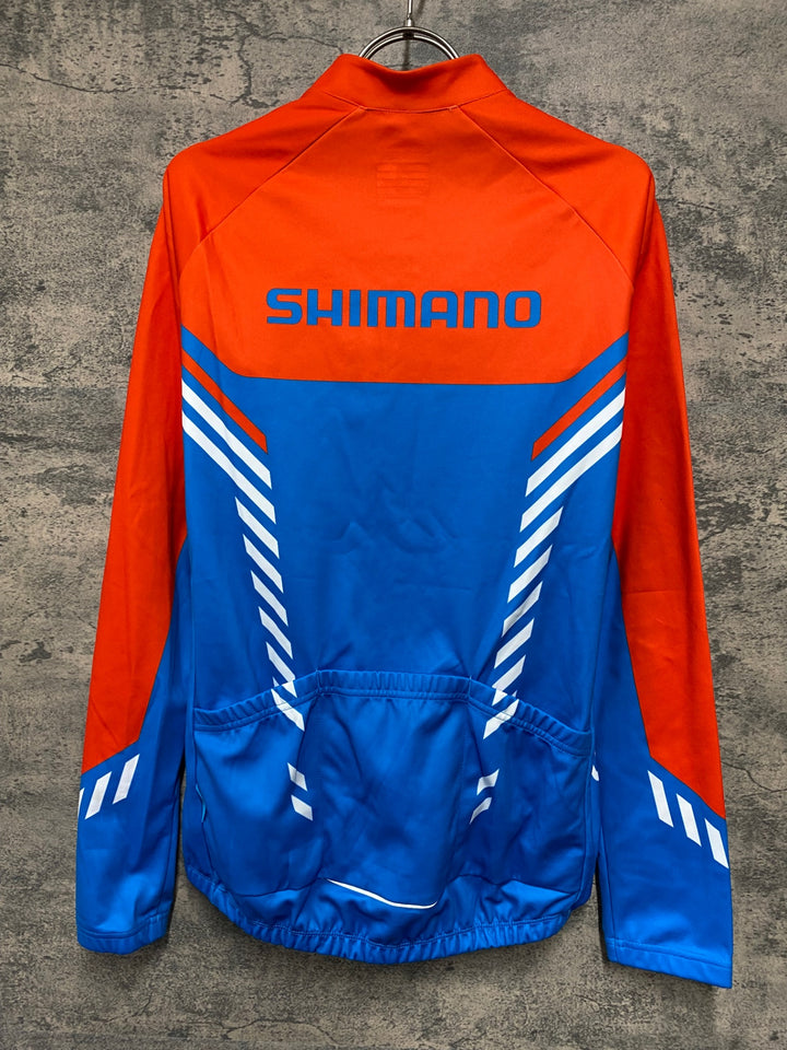 JH911 シマノ SHIMANO 長袖 サイクルジャージ 裏起毛 水色 オレンジ Lサイズ