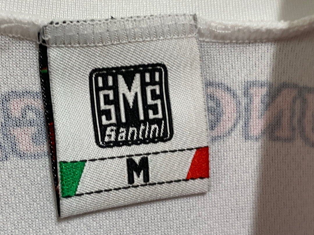KG643 サンティーニ Santini 半袖 サイクルジャージ 白 M ハーフジップ ほつれ