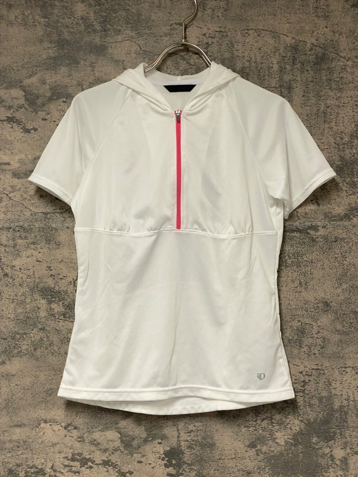 KK647 パールイズミ PEARL iZUMi 半袖 サイクルジャージ ハーフジップ 白 フード付き M レディース