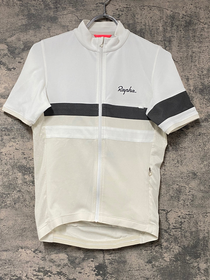 KJ683 ラファ Rapha BREVET LIGHTWEIGHT JERSEY 半袖 サイクルジャージ 白 ベージュ XS
