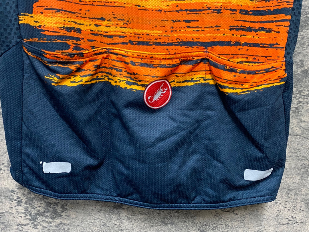 KB220 カステリ CASTELLI 半袖 サイクルジャージ グレー オレンジ XXL メッシュ ※反射部劣化 ほつれ