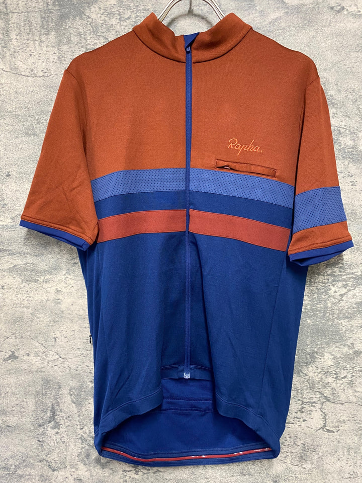 KC380 ラファ Rapha BREVET JERSEY Ⅱ 半袖 サイクルジャージ 茶 紺 M