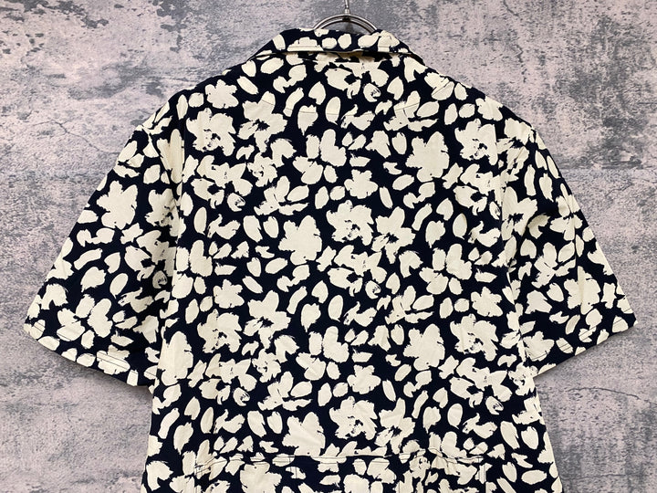 JY657 カフェドシクリステ CAFE DU CYCLISTE LAURELINE Unisex オープンカラー ジップシャツ グラベルシャツ 黒 ベージュ 柄 M