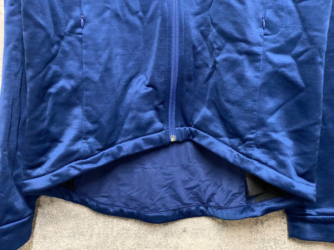 JN804 ラファ Rapha MEN'S LS CLASSIC WINTER JERSEY 長袖 サイクルジャージ 青 XX-L 裏起毛 ※脇部やや毛羽立ちあり