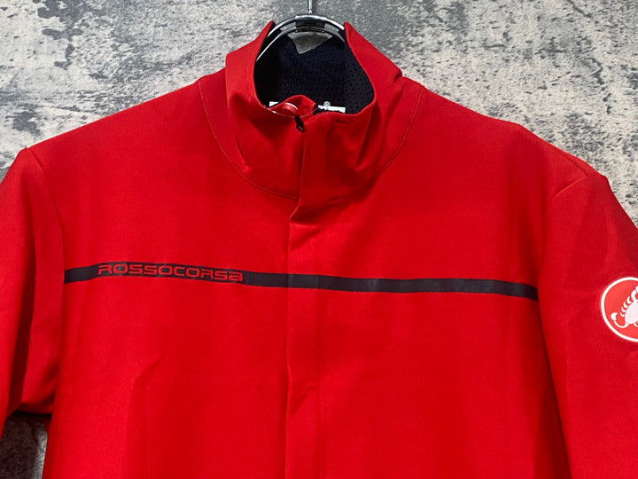 JH945 カステリ CASTELLI ROSSO CORSA 裏起毛 半袖 サイクルジャケット 赤 M