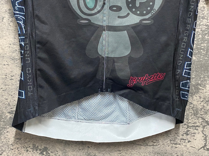 KB814 パンダーニ PANDANI 半袖 サイクルジャージ 黒 M エアロスリーブ ほつれあり