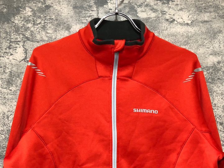 KD662 シマノ SHIMANO 長袖 サイクルジャケット 赤 XL 裏起毛