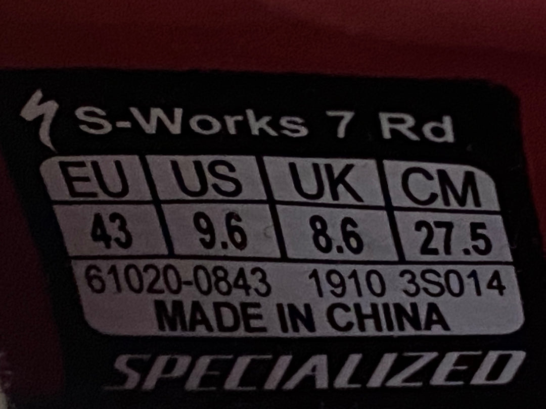 JU841 スペシャライズド SPECIALIZED S-WORKS 7 RD ビンディングシューズ 赤 EU43