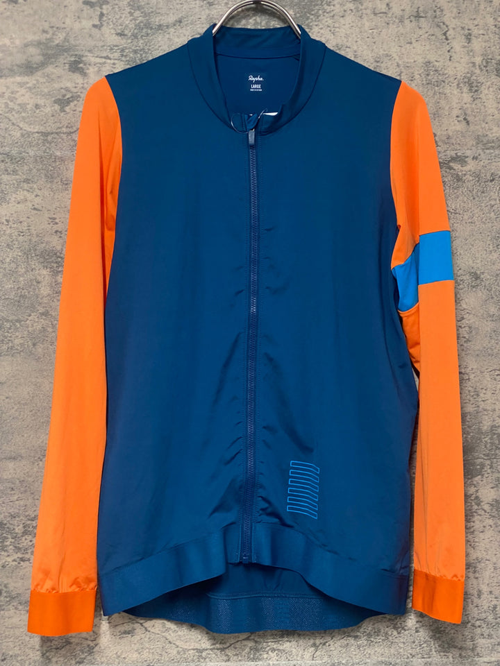 KK426 ラファ Rapha PRO TEAM LONG SLEEVE TRAINING JERSEY 長袖 サイクルジャージ 紺オレンジ L