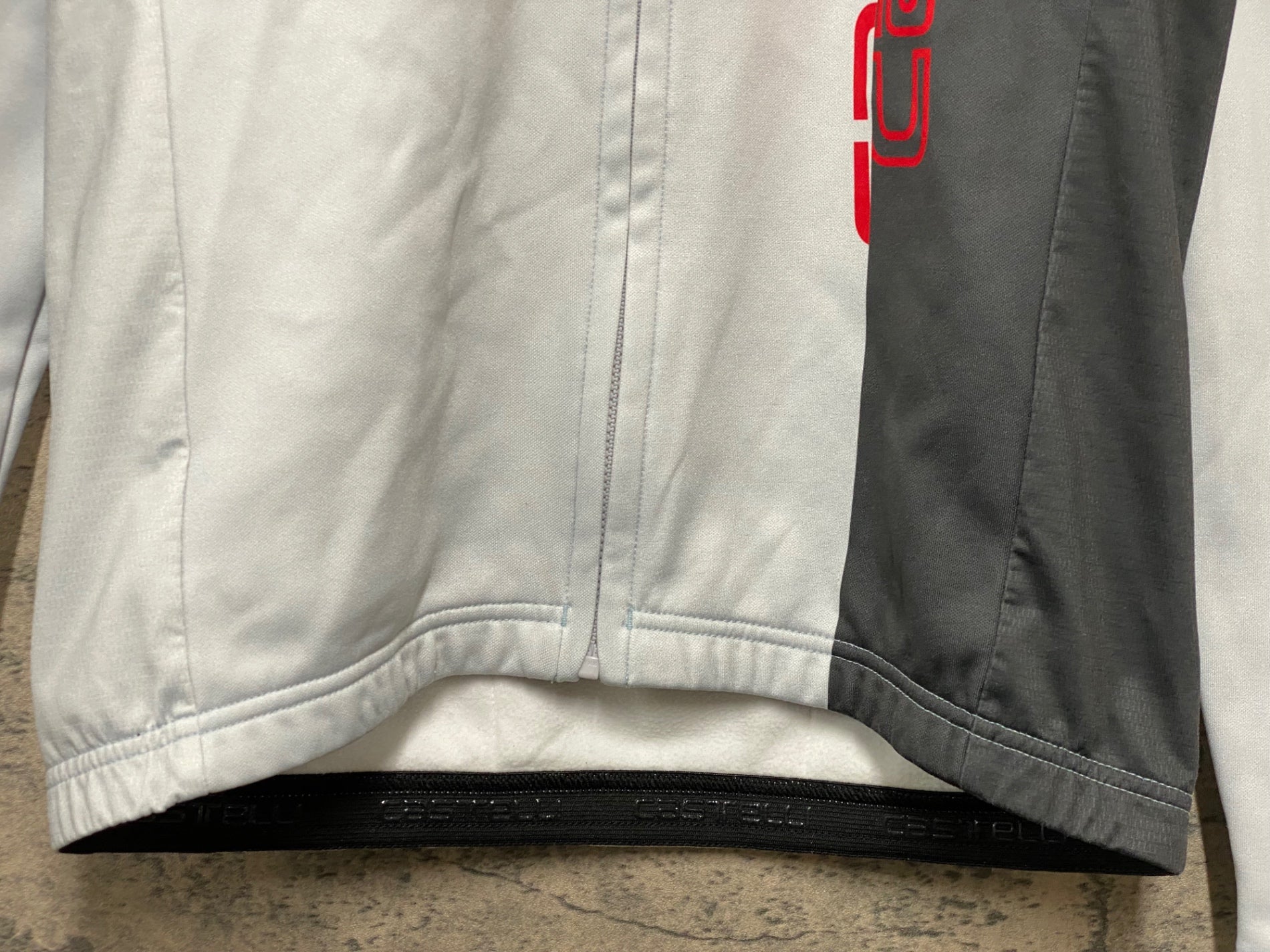 KB405 カステリ CASTELLI 長袖 サイクルジャージ 白グレー S 裏起毛
