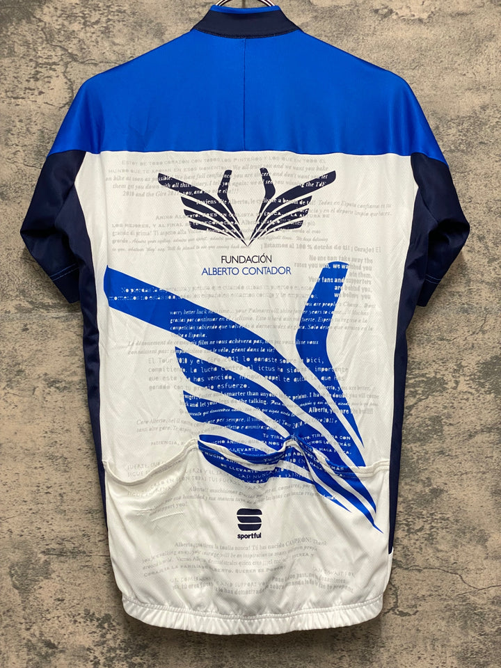KJ816 スポーツフル sportful 半袖 サイクルジャージ 青 白 M ALBERTO CONTADOR
