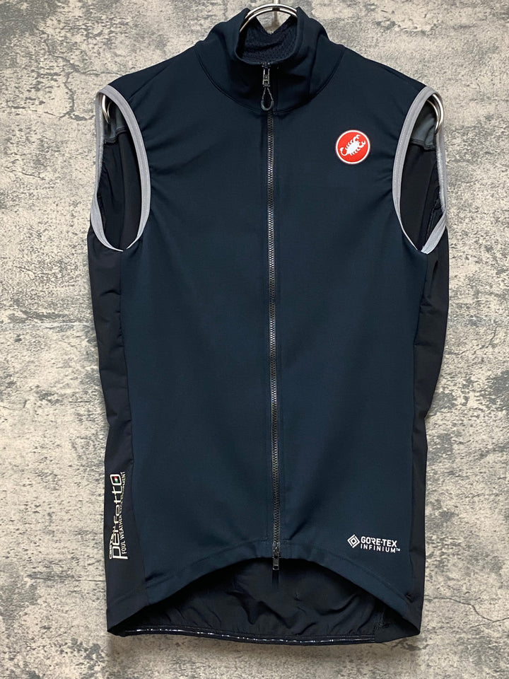 JS954 カステリ CASTELLI ROSSOCORSA perfetto サイクルベスト ジレ 紺 S GORE-TEX INFINIUM