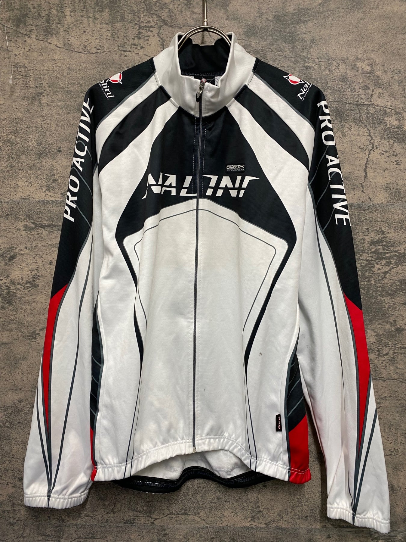 JG789 ナリーニ Nalini 長袖 サイクルジャージ 白 黒 XXL 裏起毛 ※汚れ