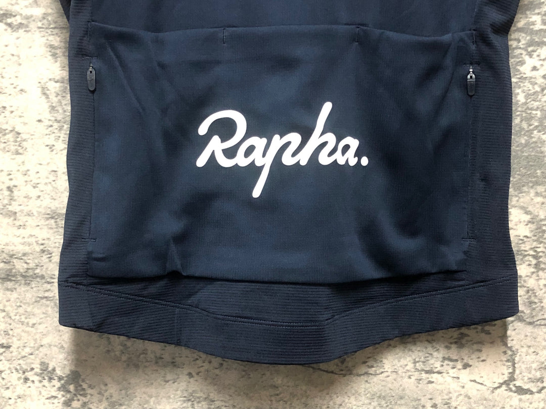 KM128 ラファ Rapha BREVET LIGHTWEIGHT JERSEY 半袖 サイクルジャージ 紺 S