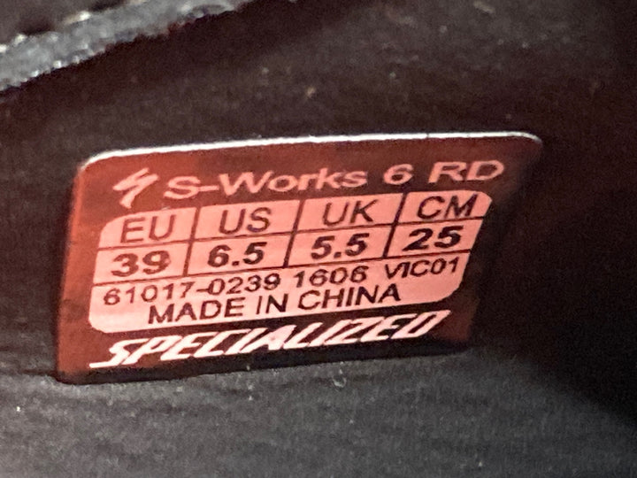 JT272 スペシャライズド SPECIALIZED S-WORKS 6 RD ビンディングシューズ 黒赤 3穴 EU39