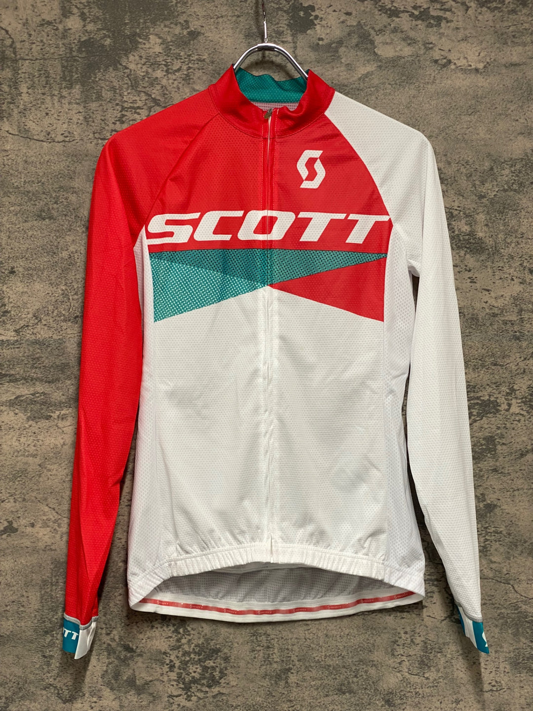 R082 スコット SCOTT 長袖 サイクルジャージ 白赤 M レディース