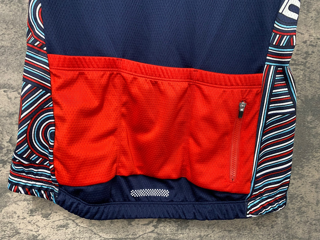 JI623 ルコックスポルティフ le coq sportif 半袖 サイクルジャージ 濃紺 赤 M