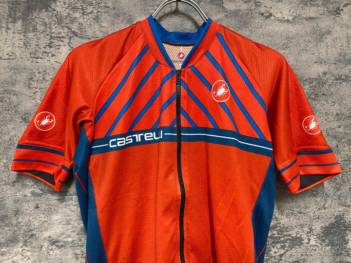 KB494 カステリ CASTELLI ロッソコルサ ROSSO CORSA 半袖 サイクルジャージ オレンジ M